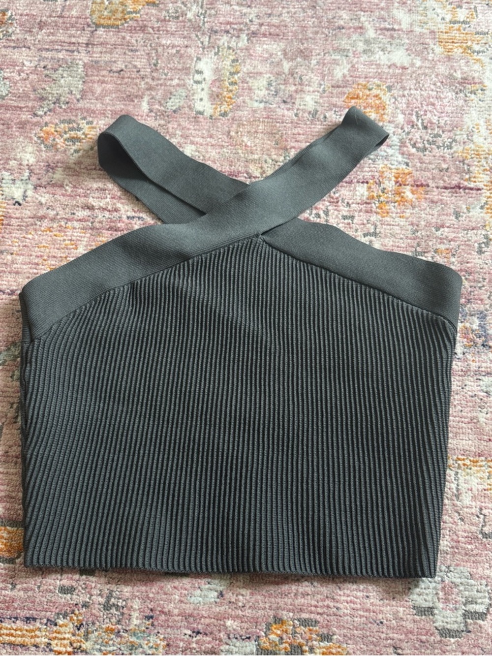 Babaton Dark Gray Ribbed Knit Top
